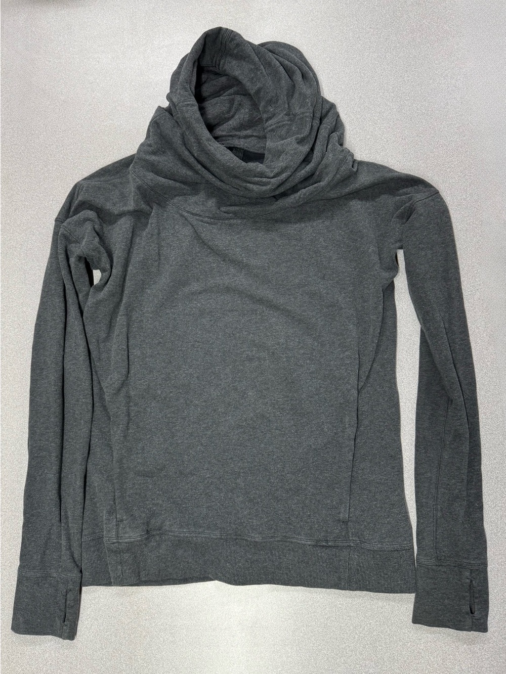 Lululemon Stress Less Hoodie Heathered Dark Grey Charcoal Cowl-Neck Pullover